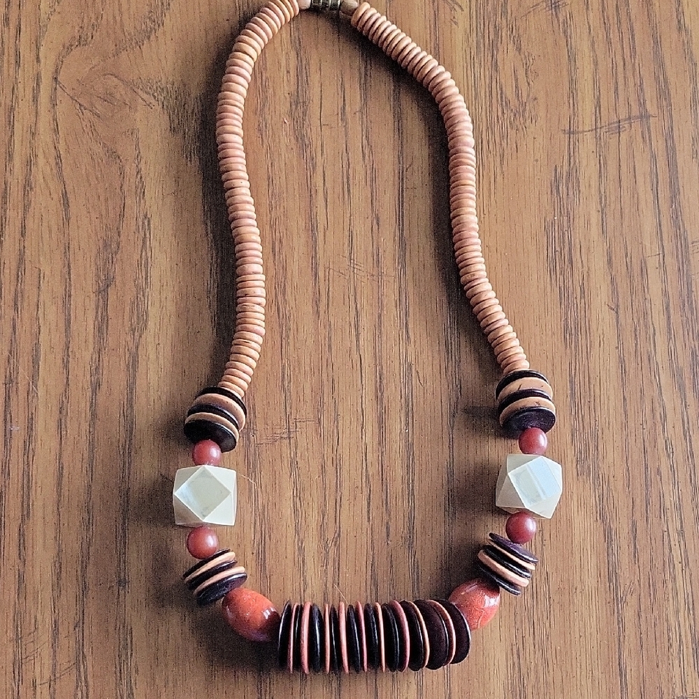 Elegant Wooden Beaded Necklace